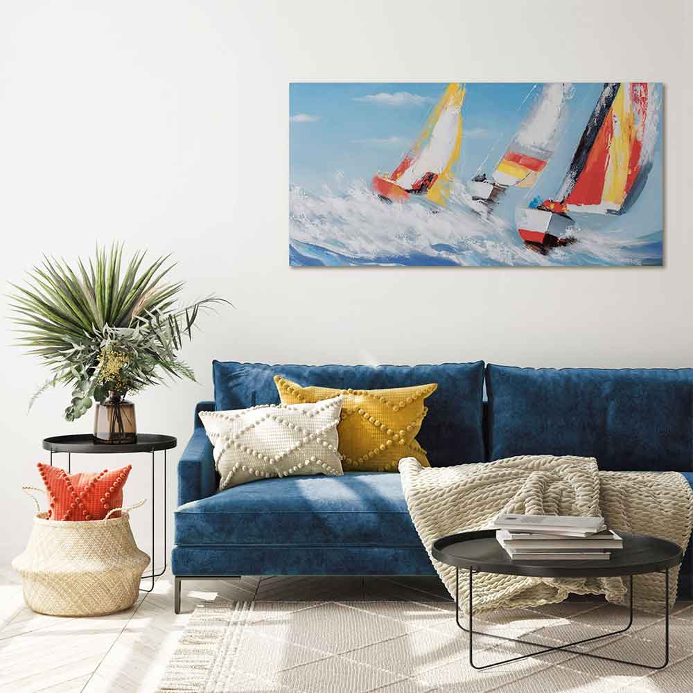 Agave - Quadro Marino Moderno "Cresta dell’onda" (140x70 cm)
