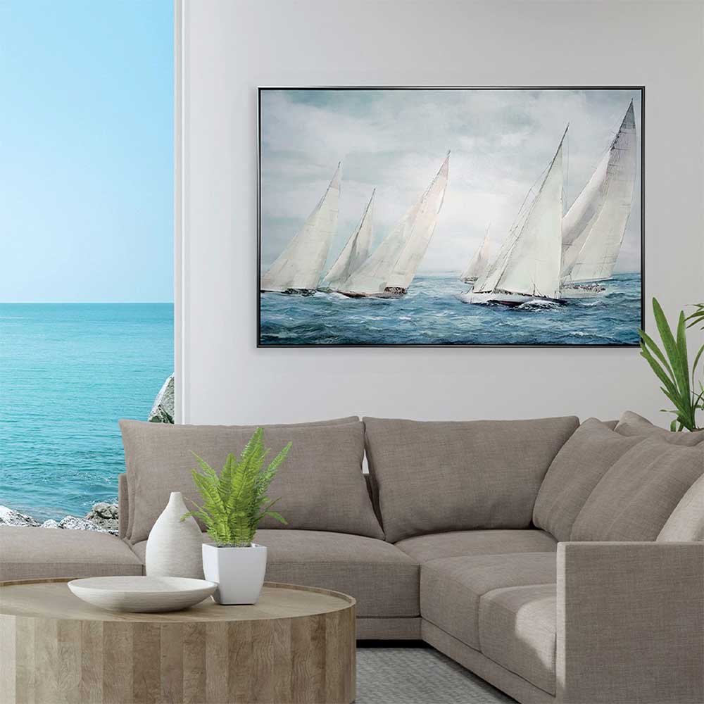 Agave - Quadro Marino Moderno Ponente Dipinto a Mano su Stampa 120x80