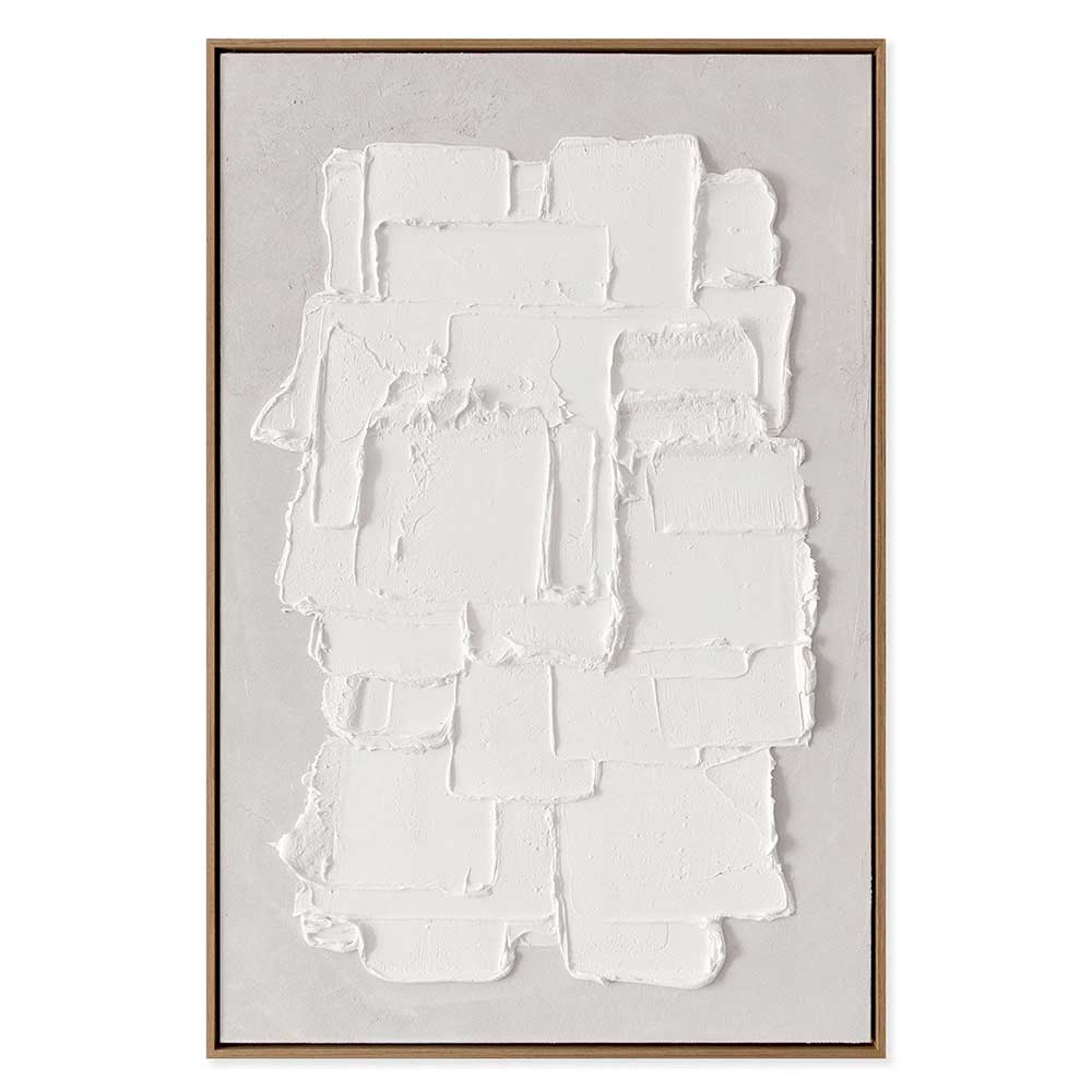 Agave Quadri Astratti : Spatula 60x90 Dipinto a Mano - Materico Bianco