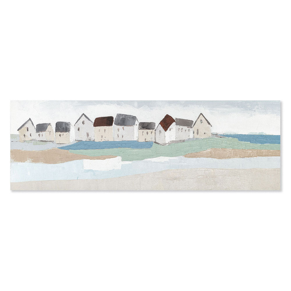 Agave | Quadro Dipinto a Mano "Sea Village" 150x50 - Agave e Mare