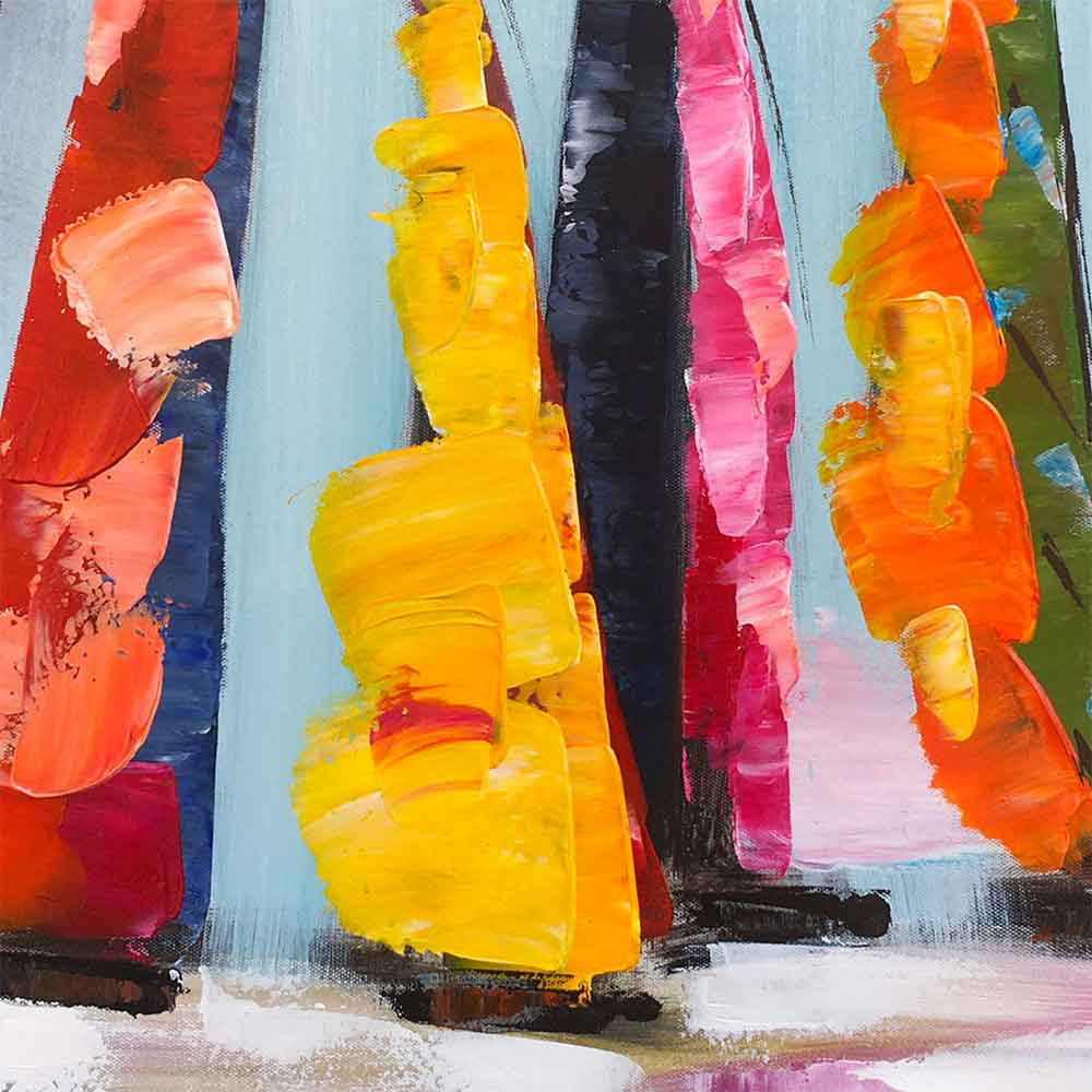 Agave - "Nuove rotte": Quadro Marino Moderno con Vele Colorate 140x70
