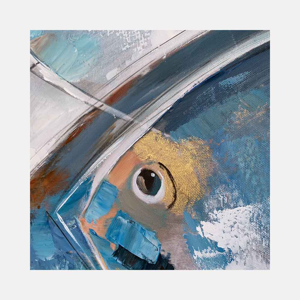 Agave Opah 80x80: Quadro Moderno Marino con Pesci Dipinto a Mano