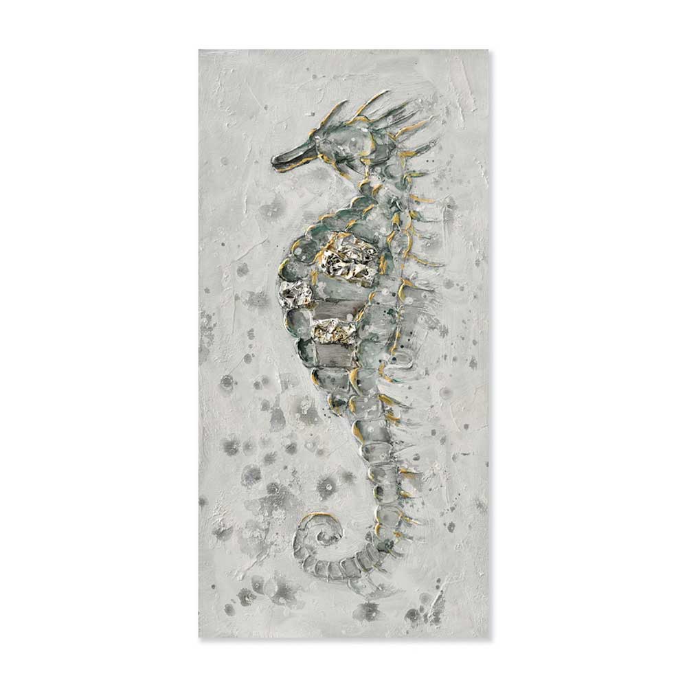 Agave | Quadro Mare con Cavalluccio Marino: Hippocampus 30x60 Dipinto a Mano