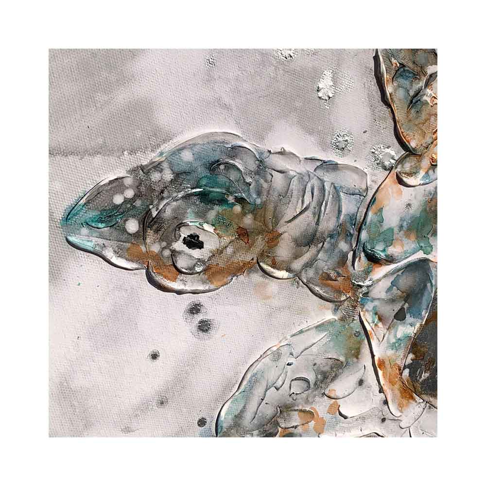 Agave | Tortoise 60x60: Quadro Dipinto a Mano Stile Marino