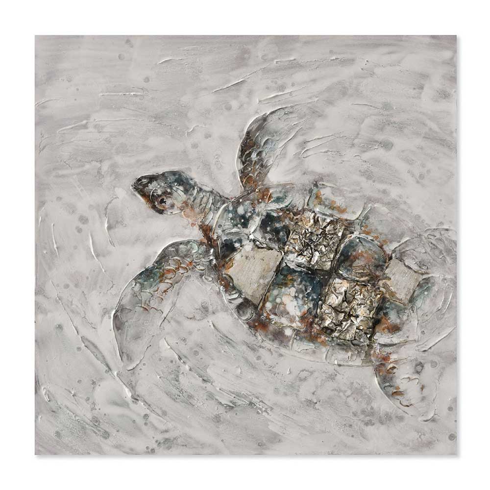 Agave | Tortoise 60x60: Quadro Dipinto a Mano Stile Marino