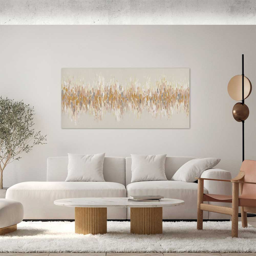 Agave Quadri Astratti: Golden Raisin 150x70 - Pittura Materica Oro Bianco Rosa Grigio