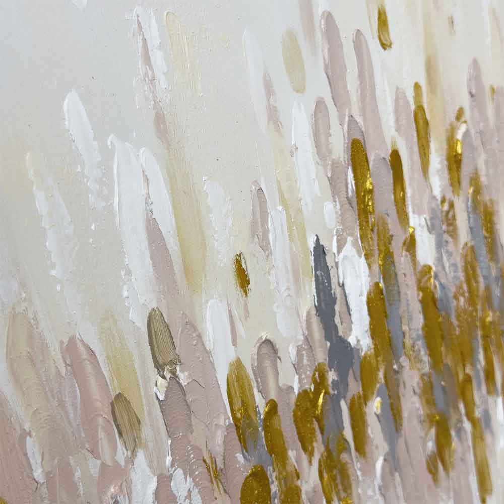 Agave Quadri Astratti: Golden Raisin 150x70 - Pittura Materica Oro Bianco Rosa Grigio