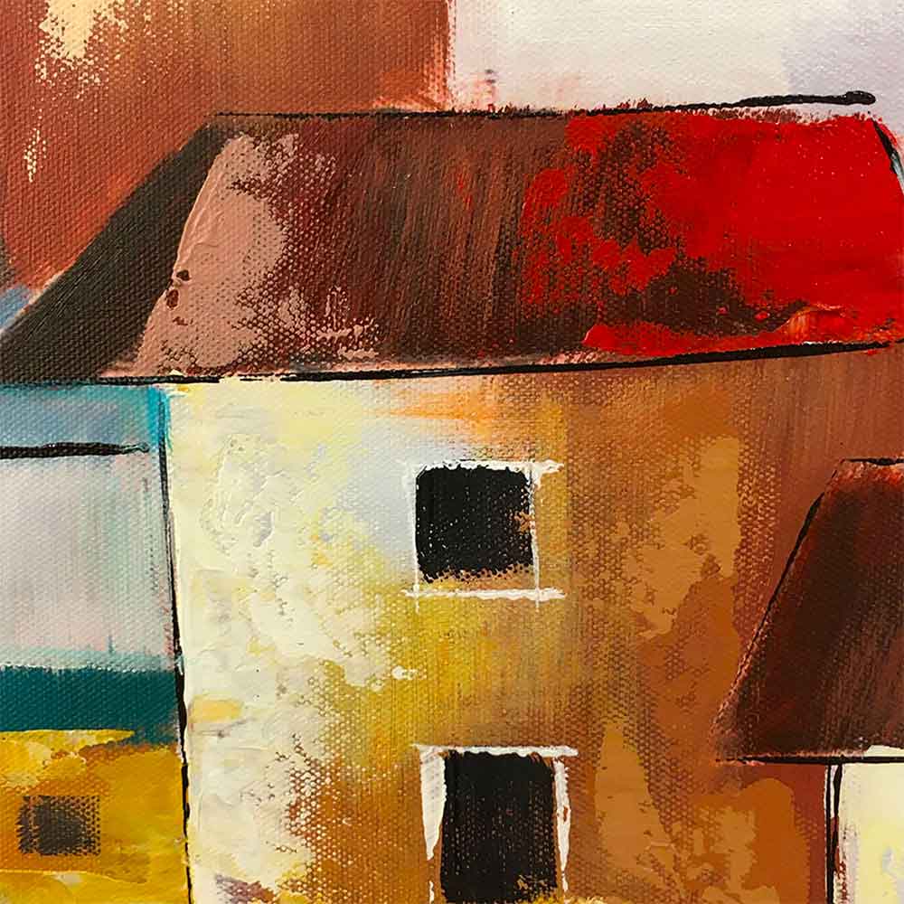Agave - Quadro Marino "Borgo sul mare" Multicolore Dipinto a Mano