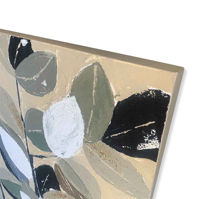 Agave Quadro Dipinto a Mano "Foliage 1" 90x90 - Tema Foglie Materico