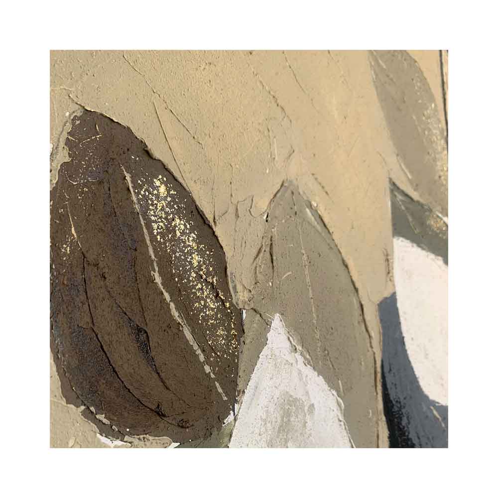 Agave Quadro Dipinto a Mano "Foliage 1" 90x90 - Tema Foglie Materico