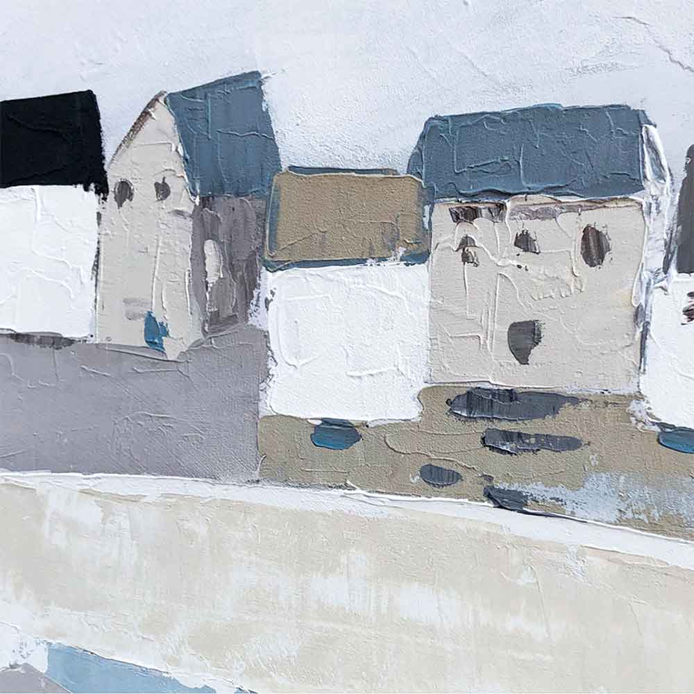 Agave Quadro Dipinto a Mano "Ocean Town" 80x80 - Quadri Mare