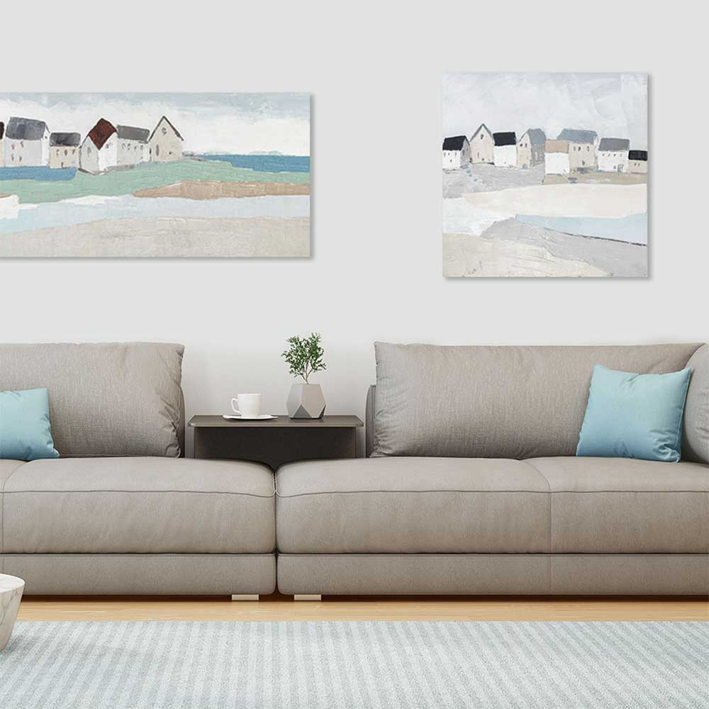 Agave Quadro Dipinto a Mano "Ocean Town" 80x80 - Quadri Mare