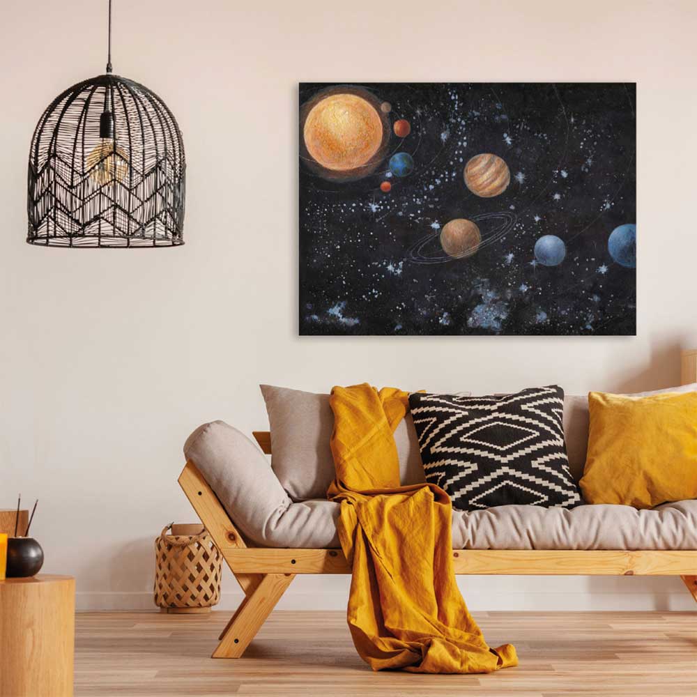 Agave Quadro Dipinto a Mano "Space" 120x90 - Tema Pianeti Moderno