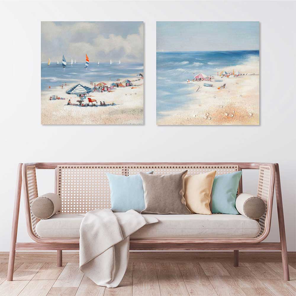 Agave: "Free beach" Scorcio di Spiaggia Dipinto su Tela 80x80