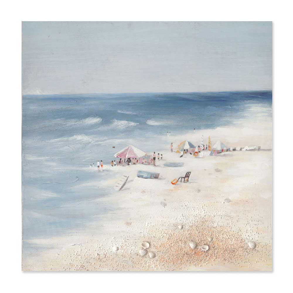 Agave: "Free beach" Scorcio di Spiaggia Dipinto su Tela 80x80