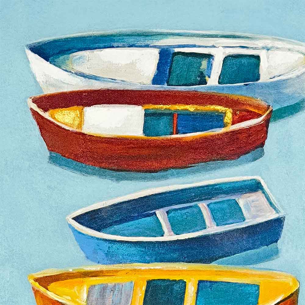 Agave - Quadro Marino Moderno "Bateaux" Dipinto a Mano