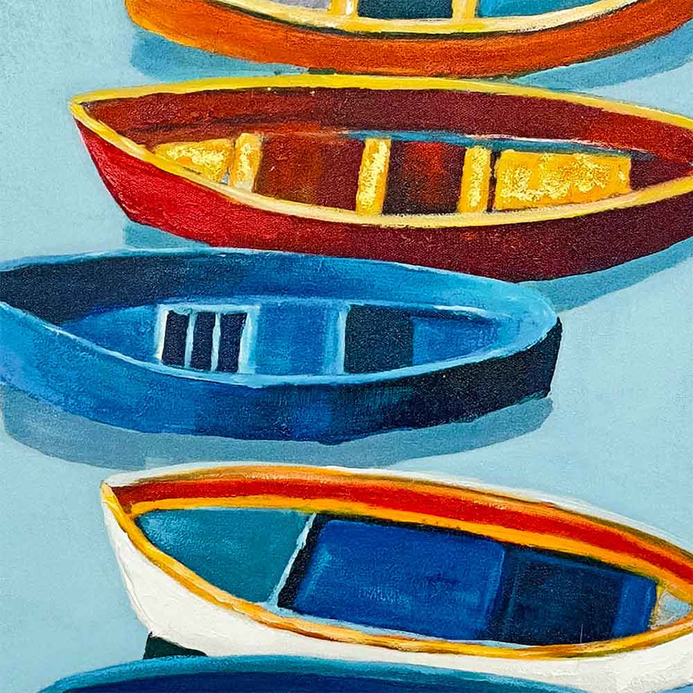 Agave - Quadro Marino Moderno "Bateaux" Dipinto a Mano