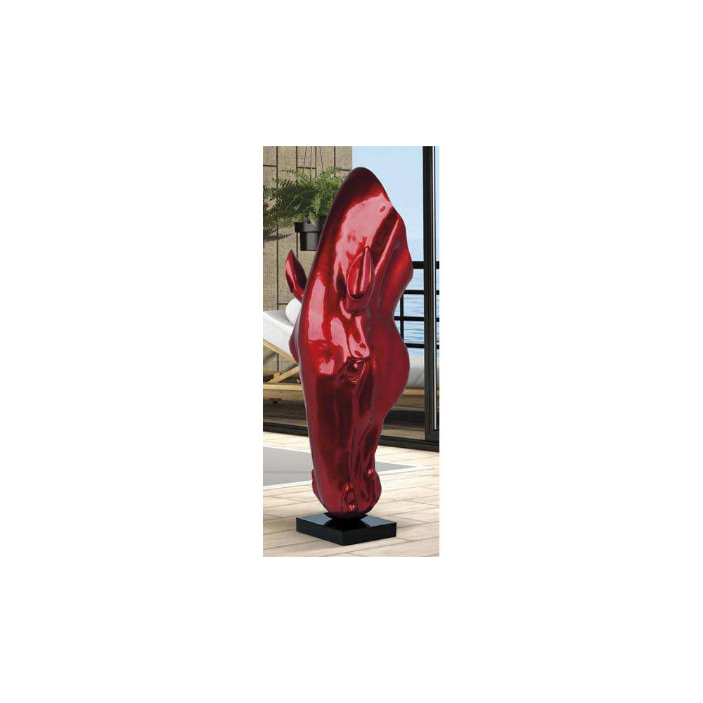 Glamour Environments Sculpture Medium Red Horse Glossy Metallic Red