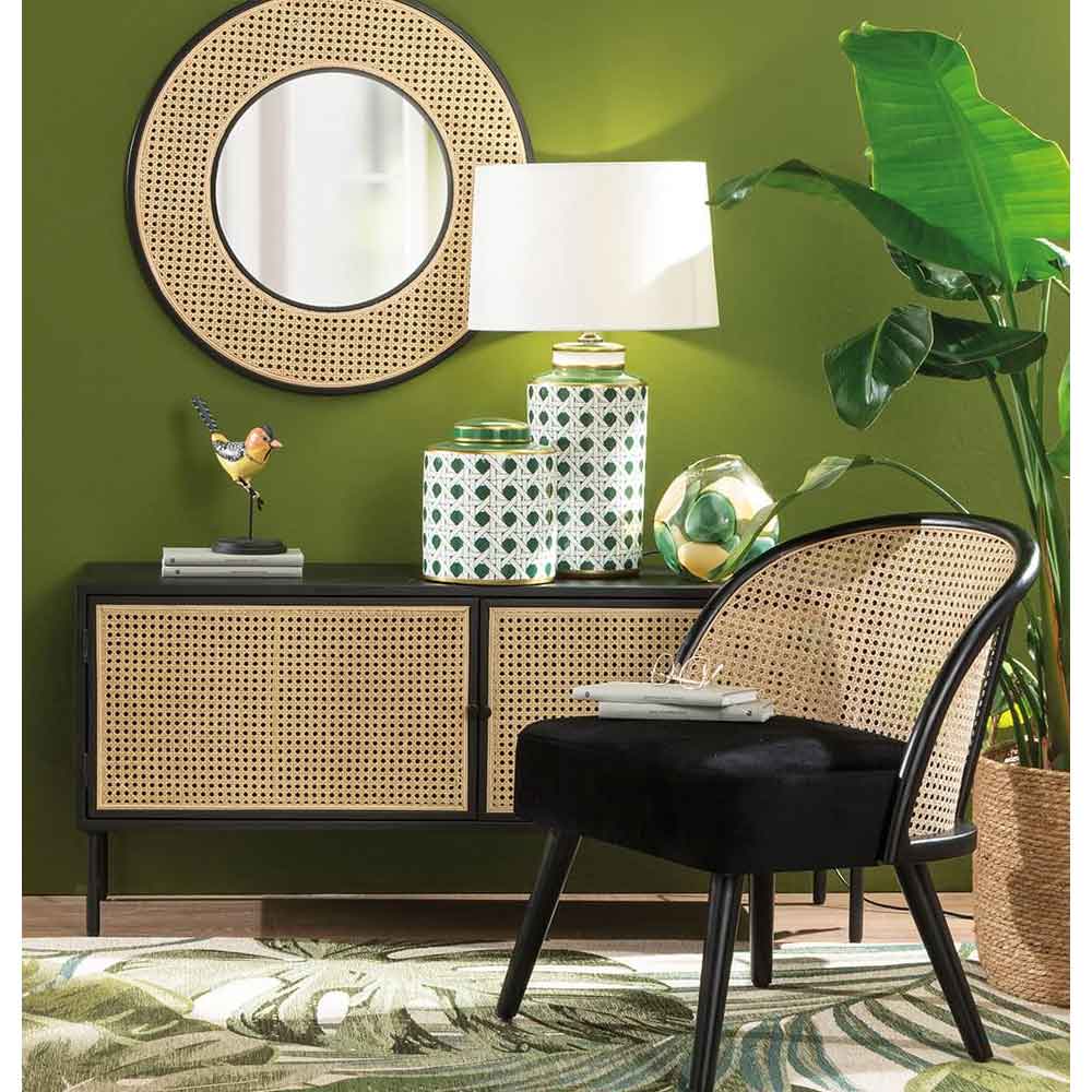 The Black Goose Porcelain Table Lamp Fabric Lampshade 1G156