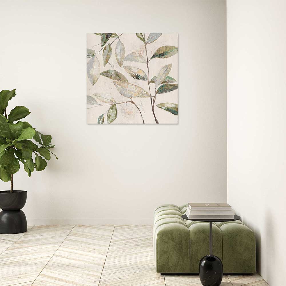 Agave Ligustro Quadro Natura 100x100 Dipinto a Mano