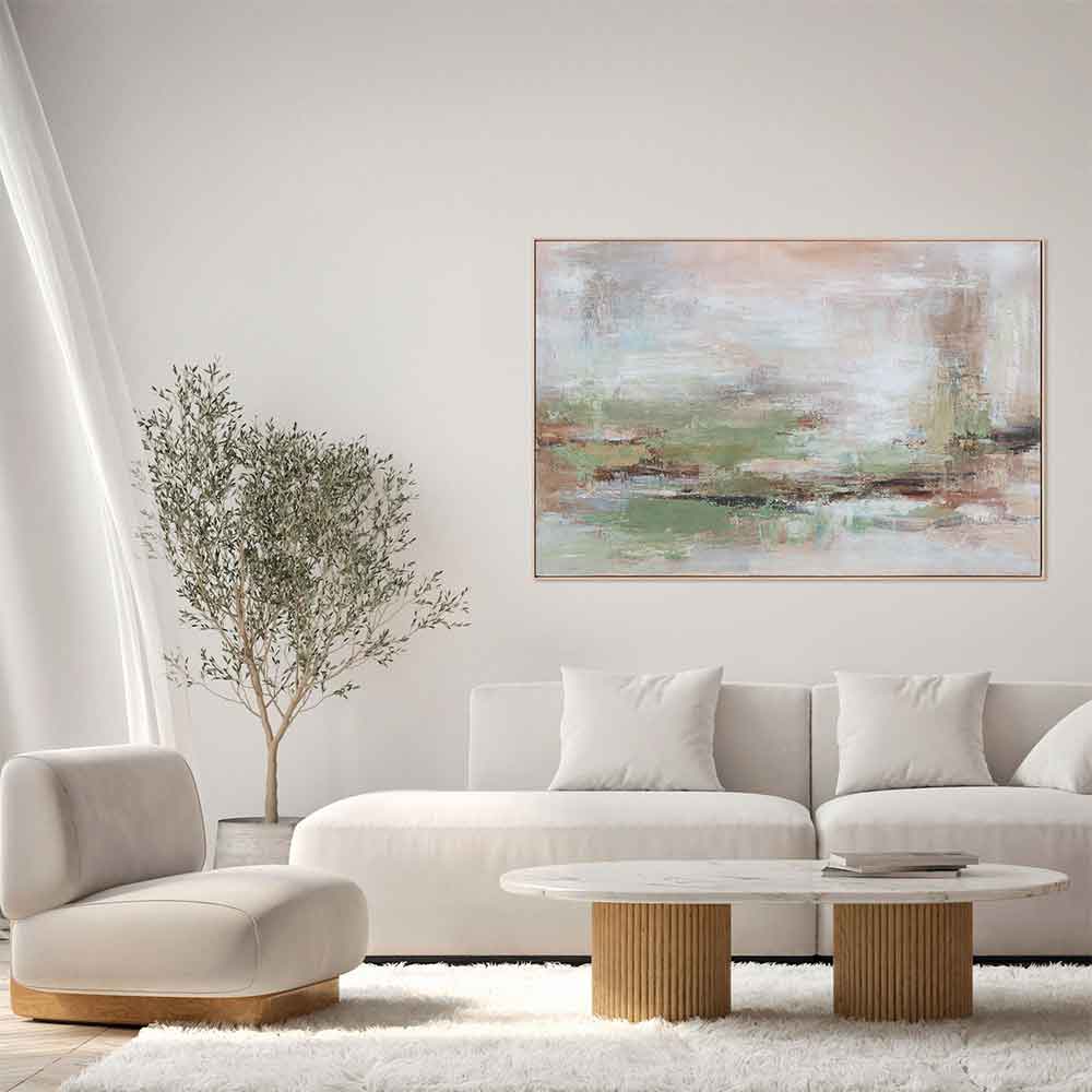 Agave - Serenity: Quadro Astratto Dipinto a Mano Verde e Beige