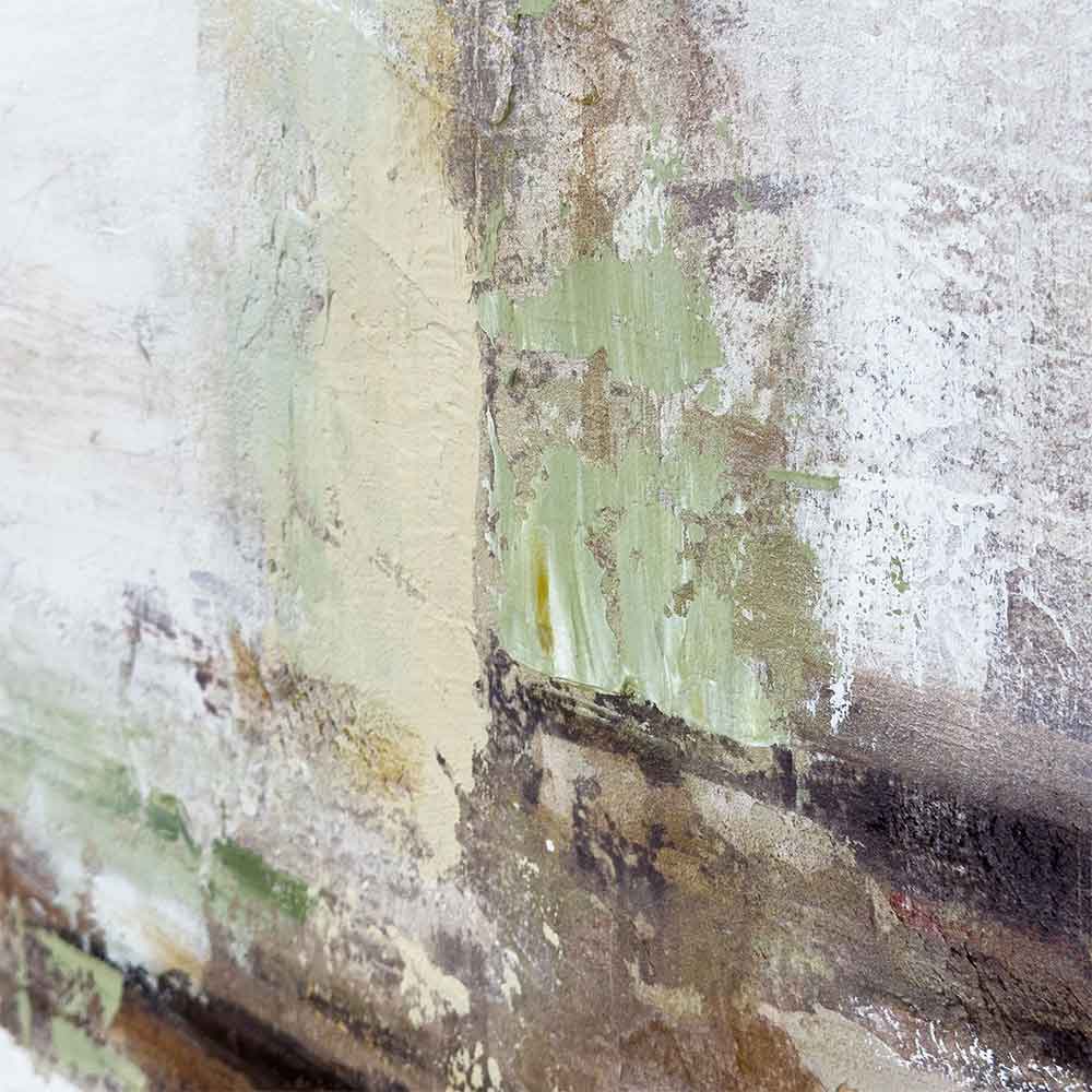 Agave - Serenity: Quadro Astratto Dipinto a Mano Verde e Beige