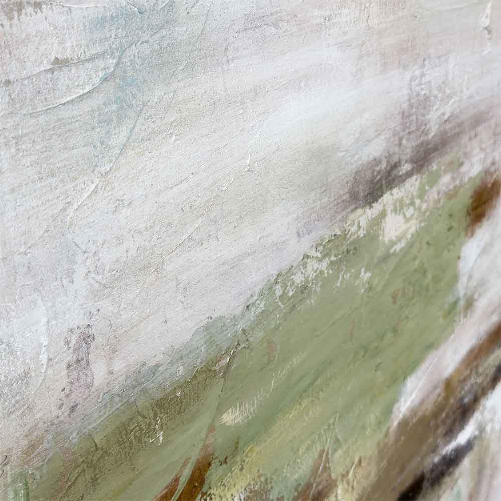 Agave - Serenity: Quadro Astratto Dipinto a Mano Verde e Beige
