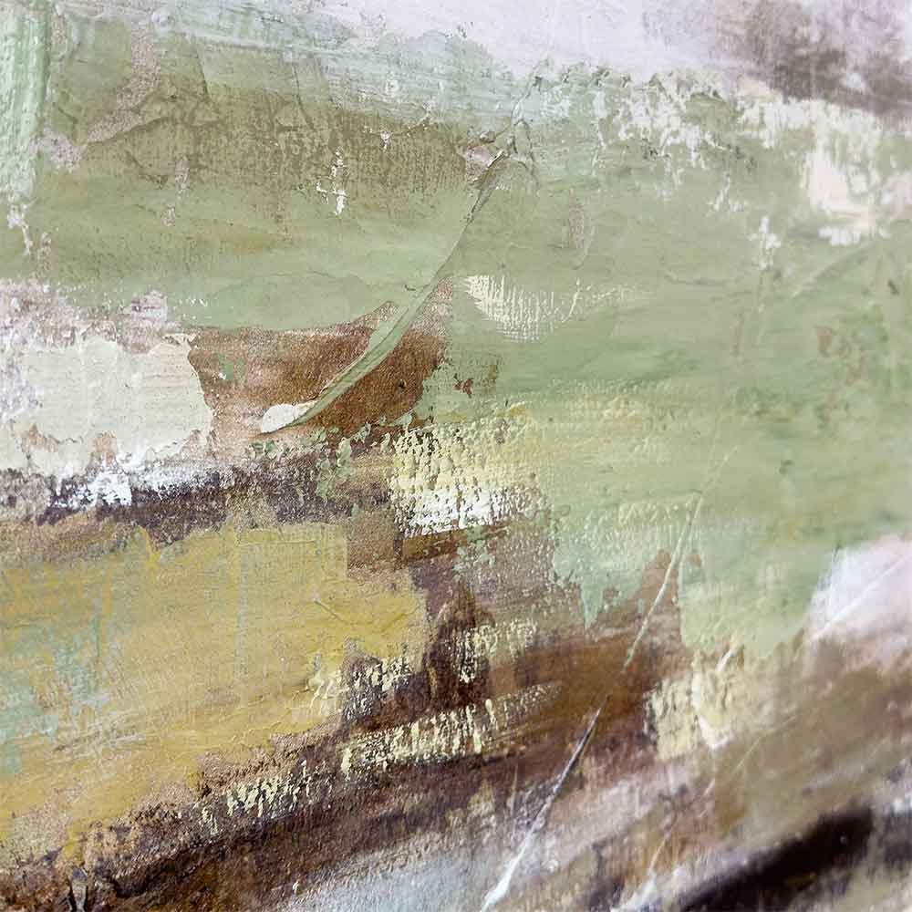 Agave - Serenity: Quadro Astratto Dipinto a Mano Verde e Beige