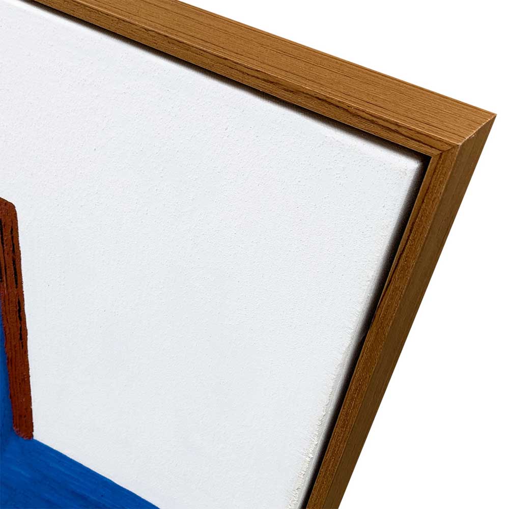 Agave - Snorkel Blue 80x100: Quadro Astratto Dipinto a Mano Neoplasticismo Blu e Marrone