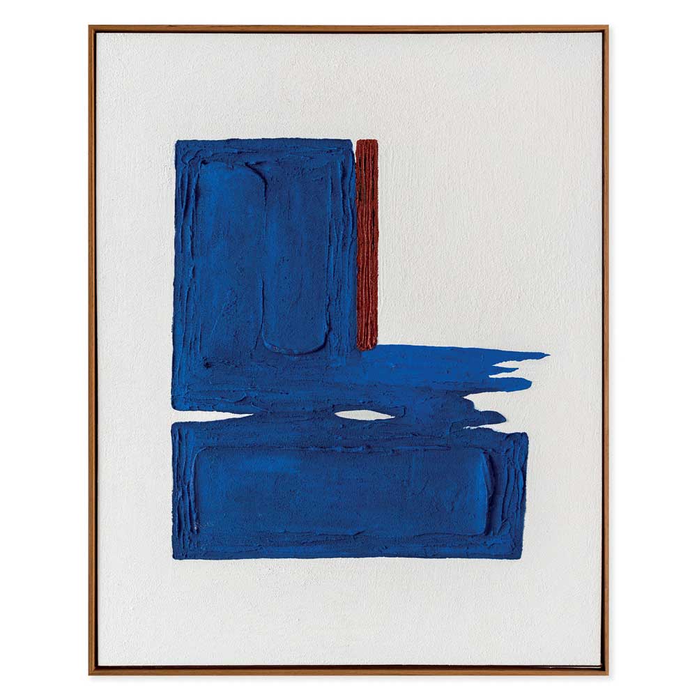Agave - Snorkel Blue 80x100: Quadro Astratto Dipinto a Mano Neoplasticismo Blu e Marrone