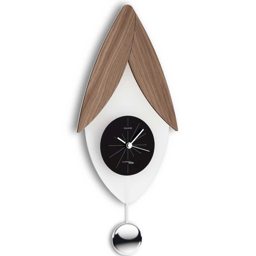 Incantesimo Design Wall Clock Locundo Pendulum Walnut Veined