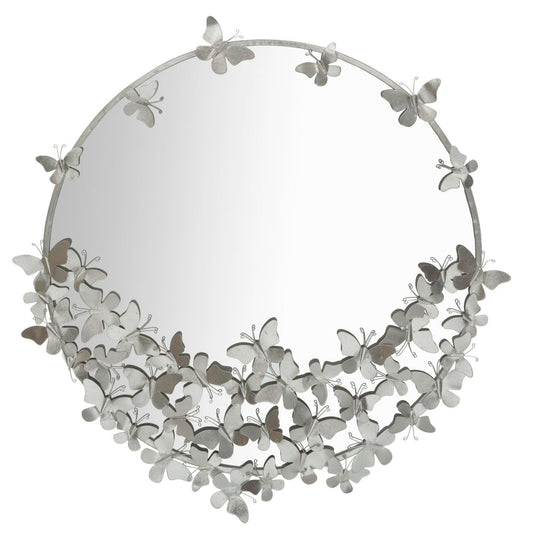 Specchio Farfalle Round Silver Cm Ø 91X3X94