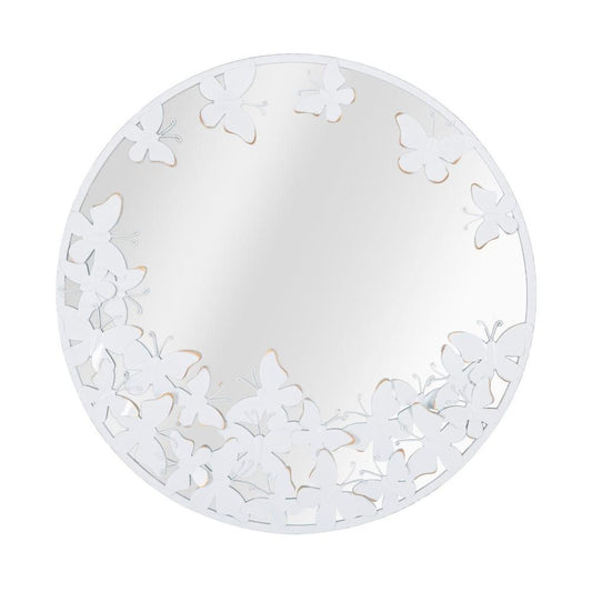 Specchio Rotondo White Butterfly Cm 62.5X2.3