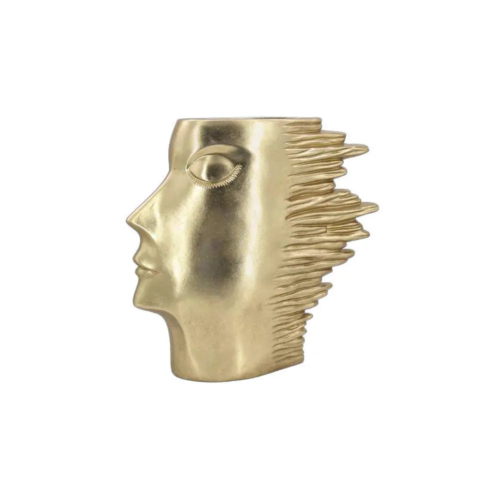 Vaso Golden Face 50cm | Oro in Resina | Ambienti Glamour