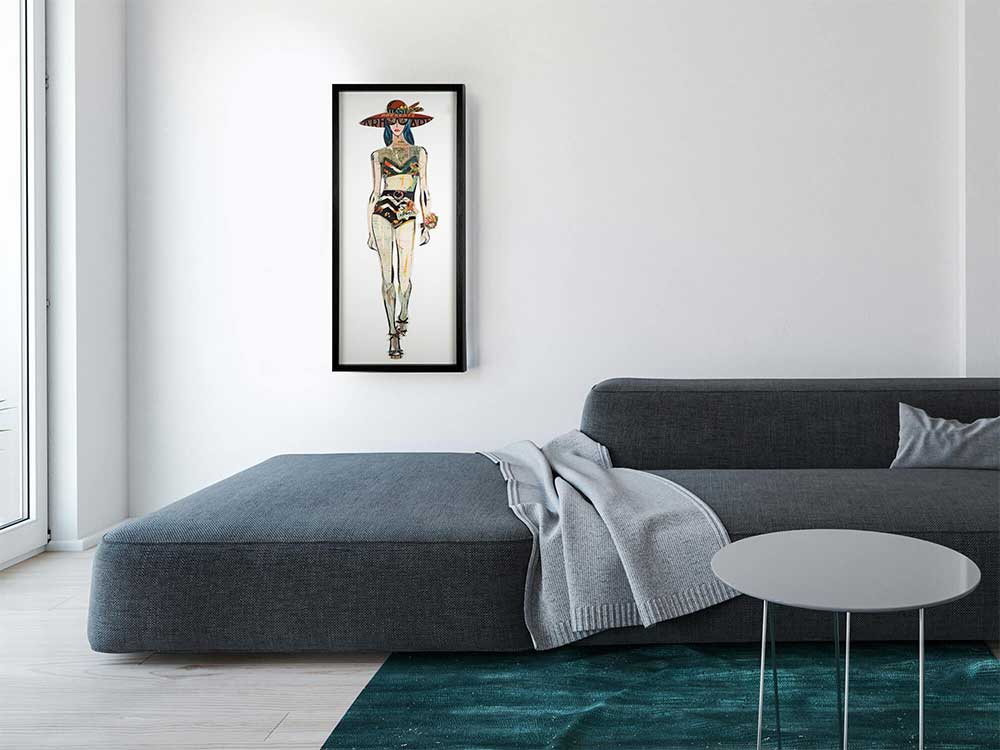 ADM Quadro Collage Modella con Cappello Multicolore SA045A1