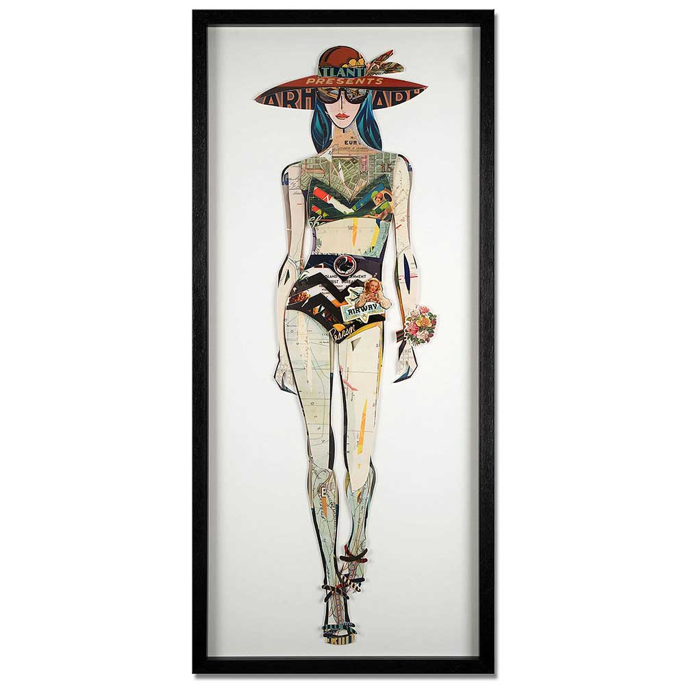 ADM Quadro Collage Modella con Cappello Multicolore SA045A1