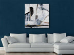 ADM AS465X1 - Quadro Astratto Bianco/Nero con Inserti Oro Metallo