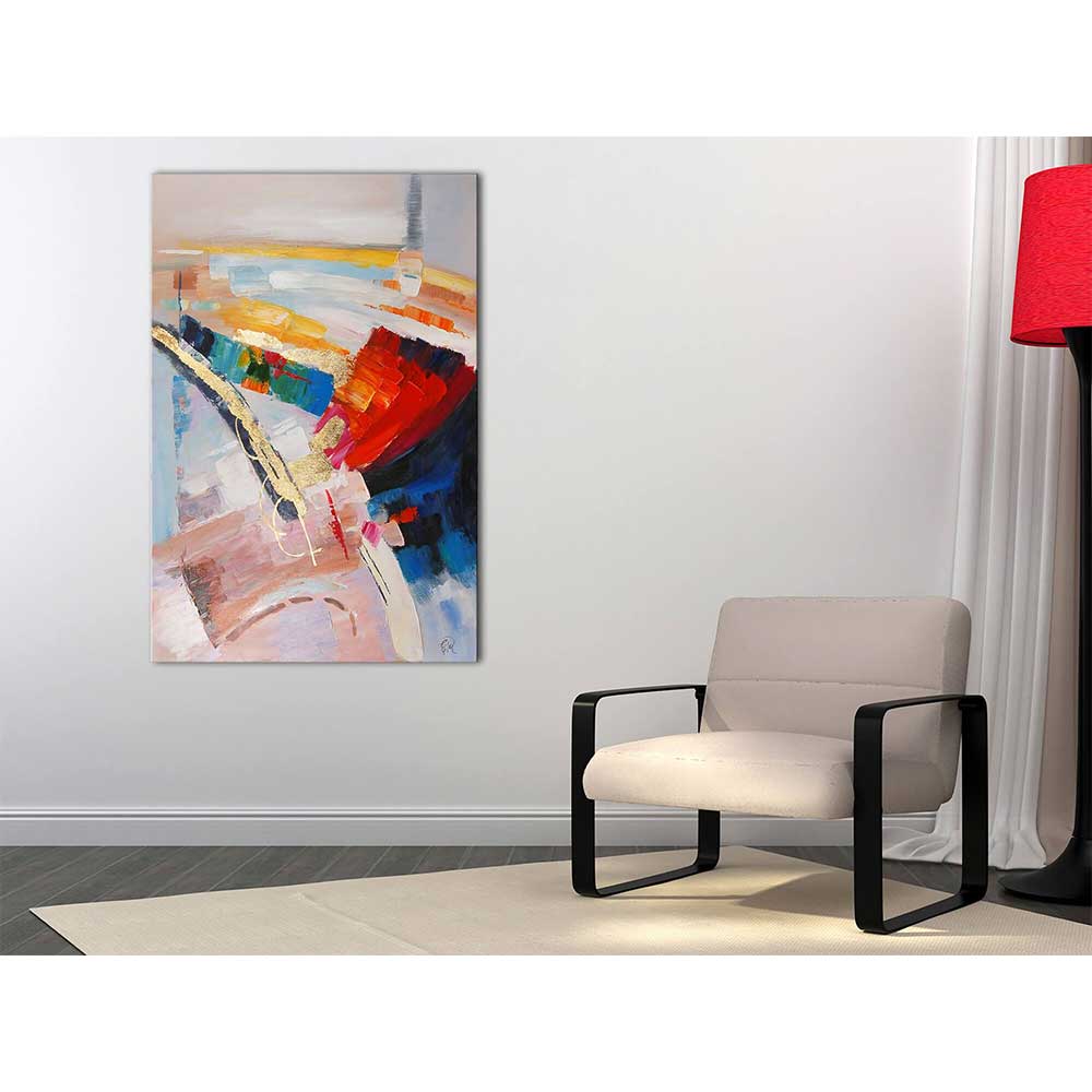 ADM AS476X1 - Quadro Astratto Multicolore Dipinto a Mano Materico