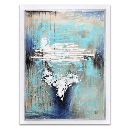 ADM AS480X1 - Quadro Astratto Azzurro Verticale Dipinto a Mano