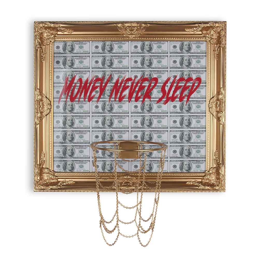 ADM BBR01004EG - Quadro Basket Money Never Sleeps Cornice Oro