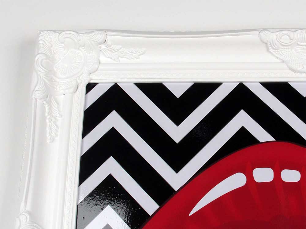 ADM BBR01005SW - Quadro Basket Bocca Surrealista Cornice Bianca