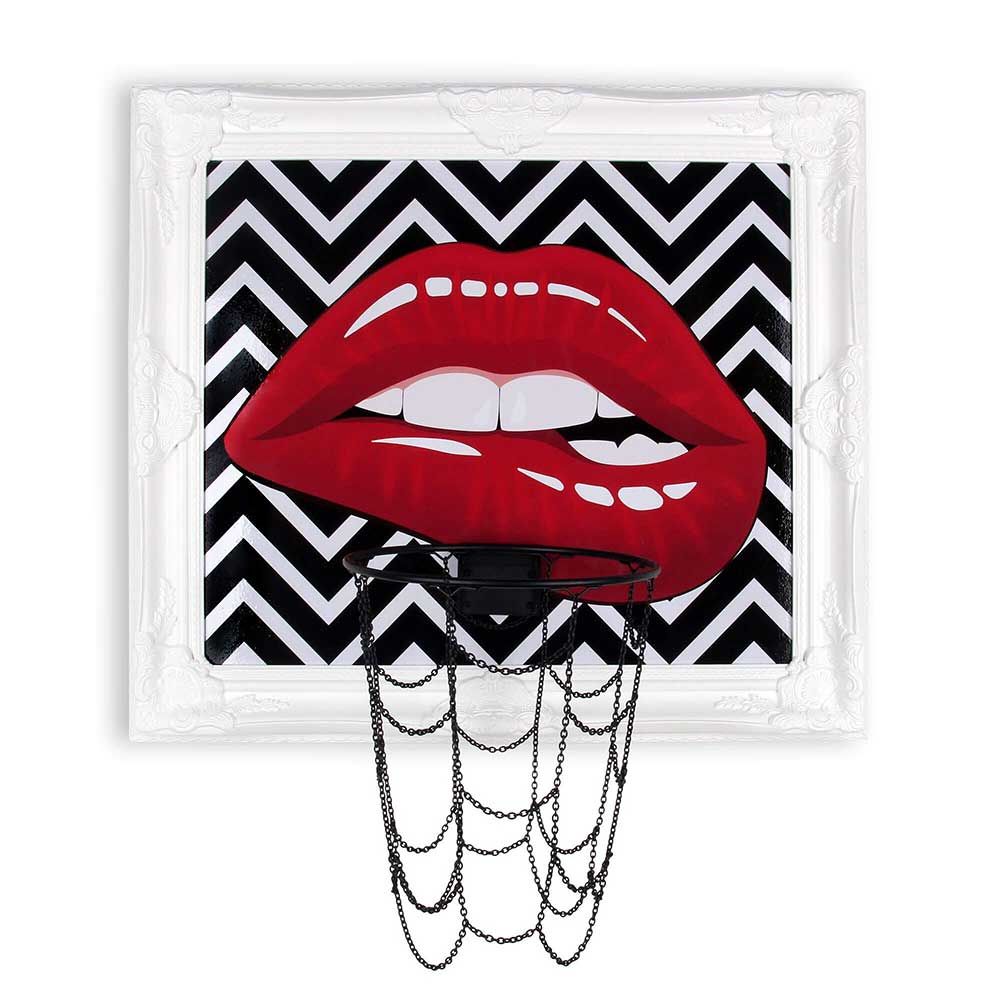 ADM BBR01005SW - Quadro Basket Bocca Surrealista Cornice Bianca