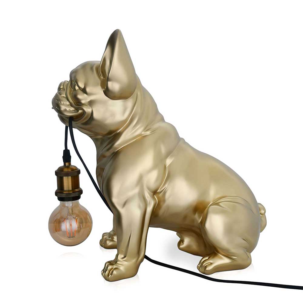 ADM Lampada da Tavolo Scultura Bulldog Francese Seduto Oro SBL4040EG