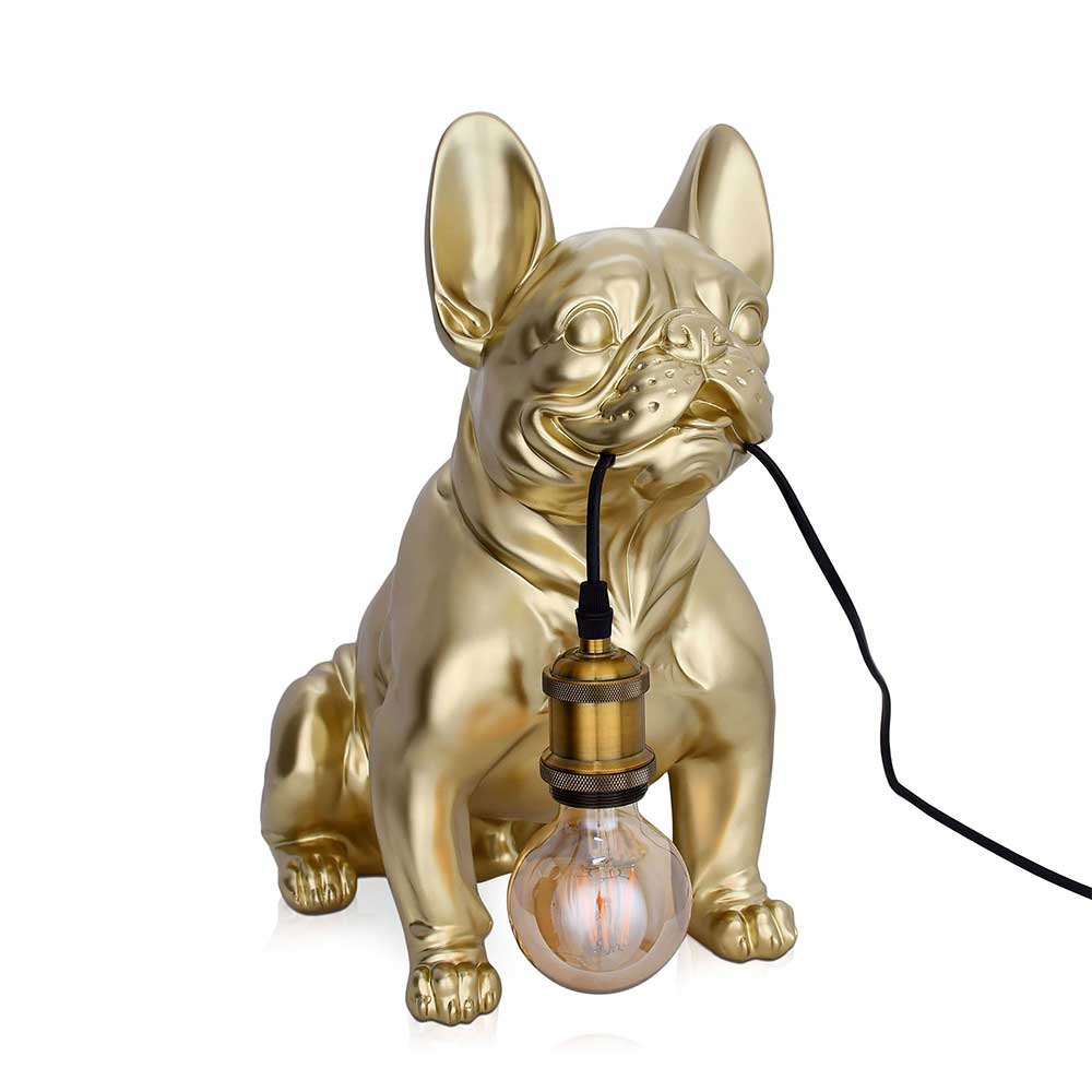 ADM Lampada da Tavolo Scultura Bulldog Francese Seduto Oro SBL4040EG