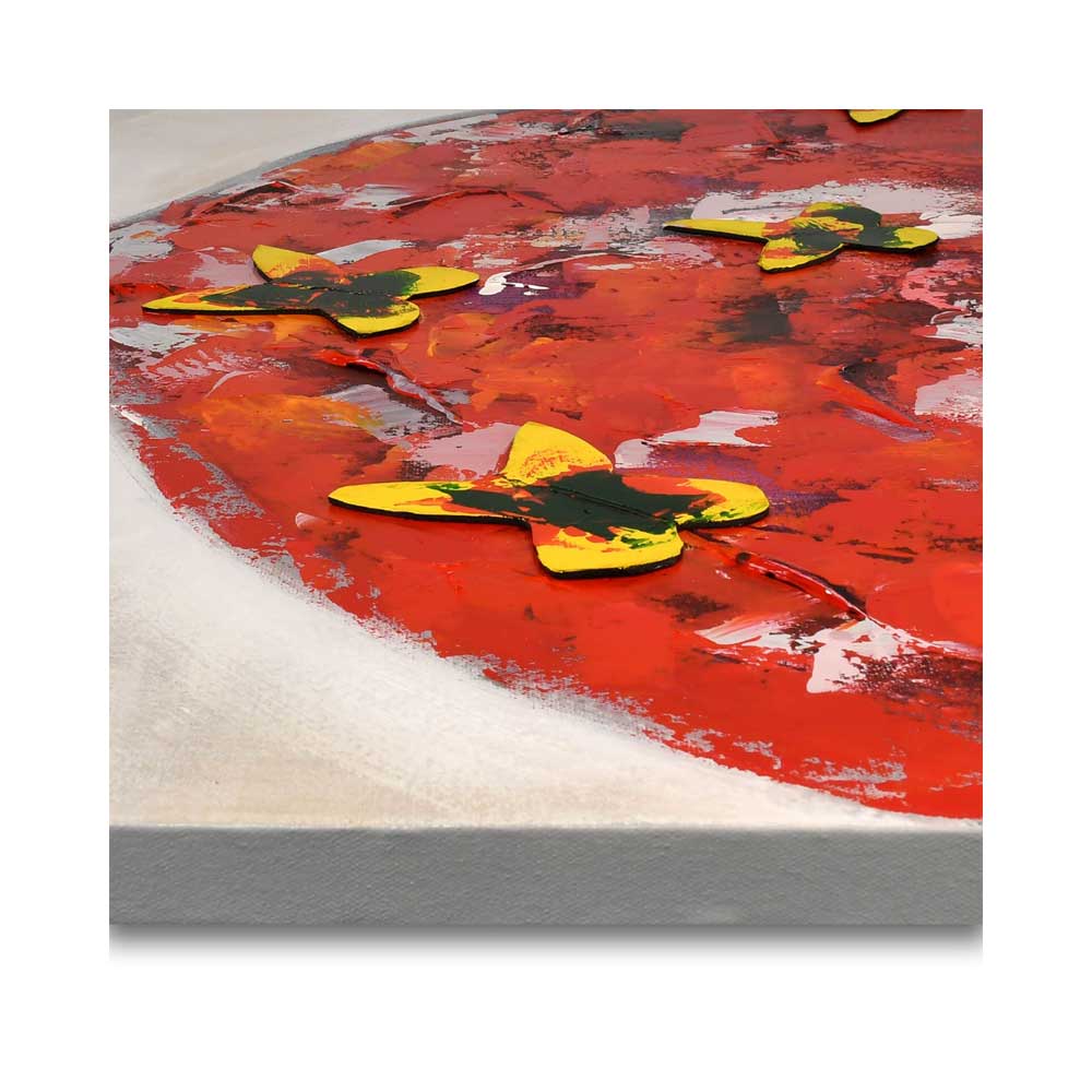 ADM Dipinto Donna Vestito Rosso con Farfalle AS363X1