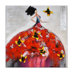 ADM Dipinto Donna Vestito Rosso con Farfalle AS363X1