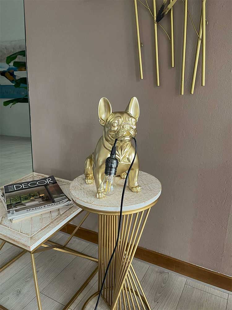 ADM Lampada Bulldog Francese Seduto Oro SBL2817EG