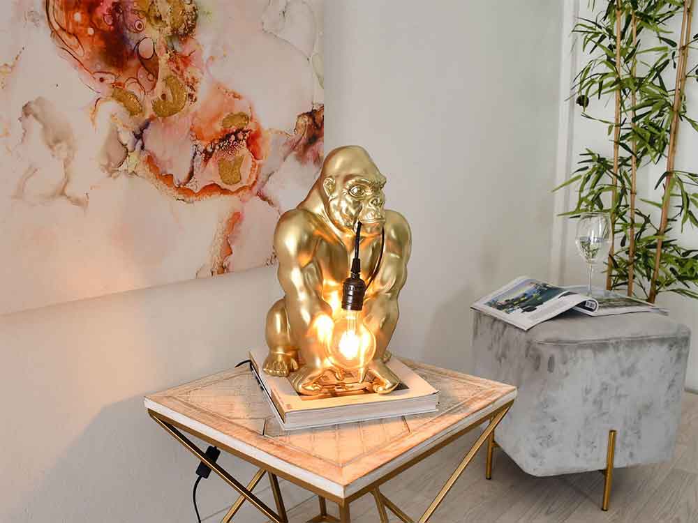 ADM Lampada da Tavolo Scultura Pop Art Orango Effetto Oro SBL4130EG