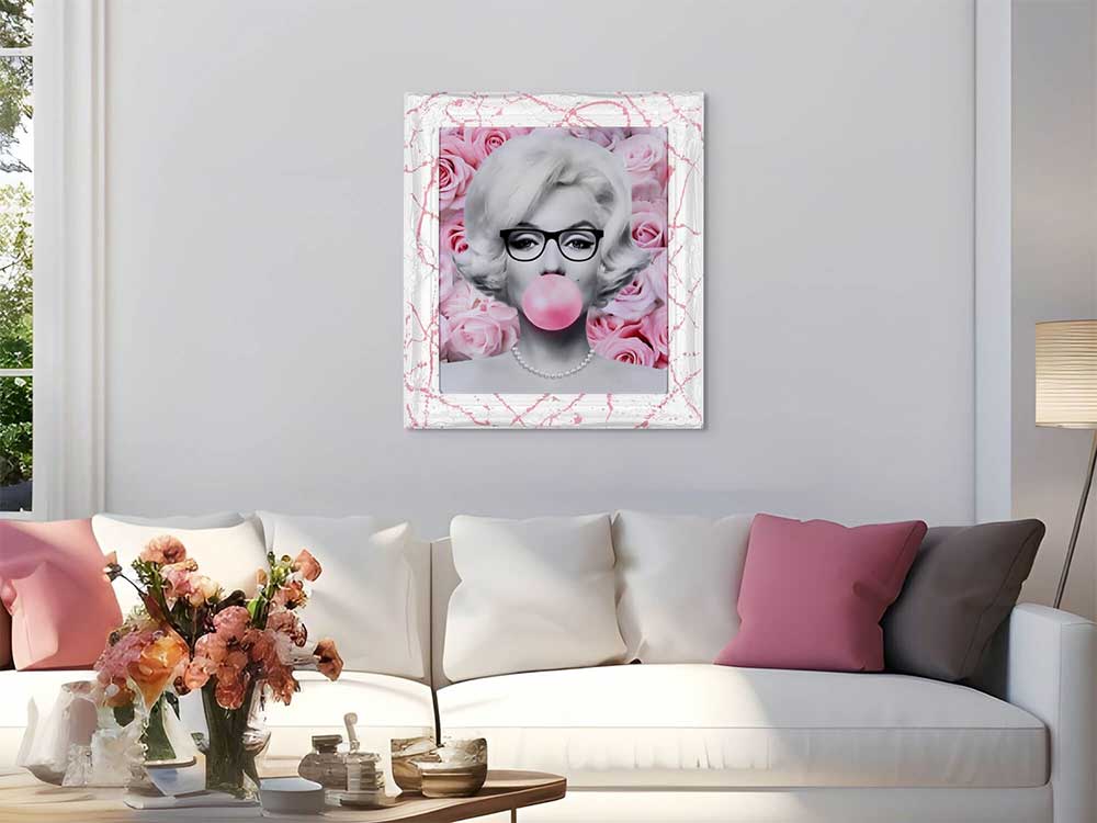 ADM PBR0101SZ1 - Quadro Stampa Marilyn con Rose Cornice Rosa