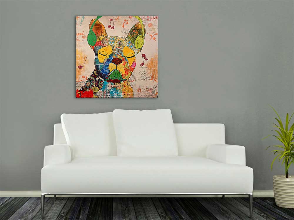 ADM Quadro Bouledogue Francese Pop Art giallo AS362X1